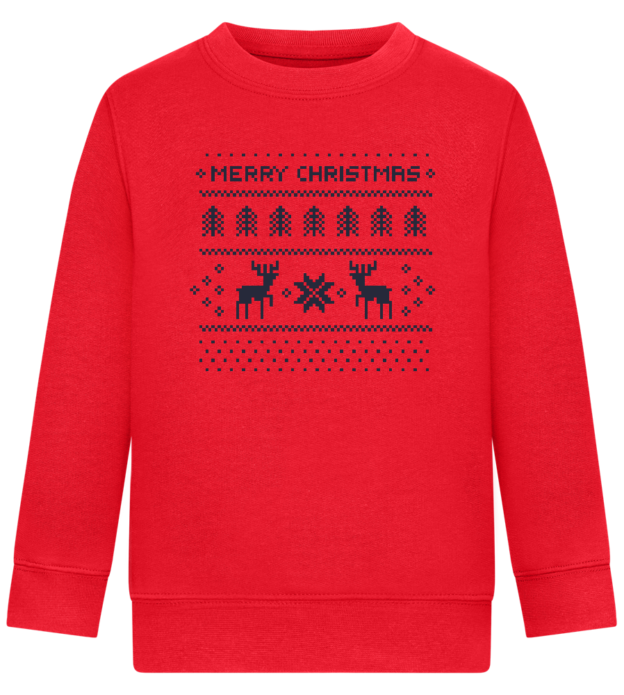 8-Bit Christmas Design - Comfort Kids Sweater_BRIGHT RED_front