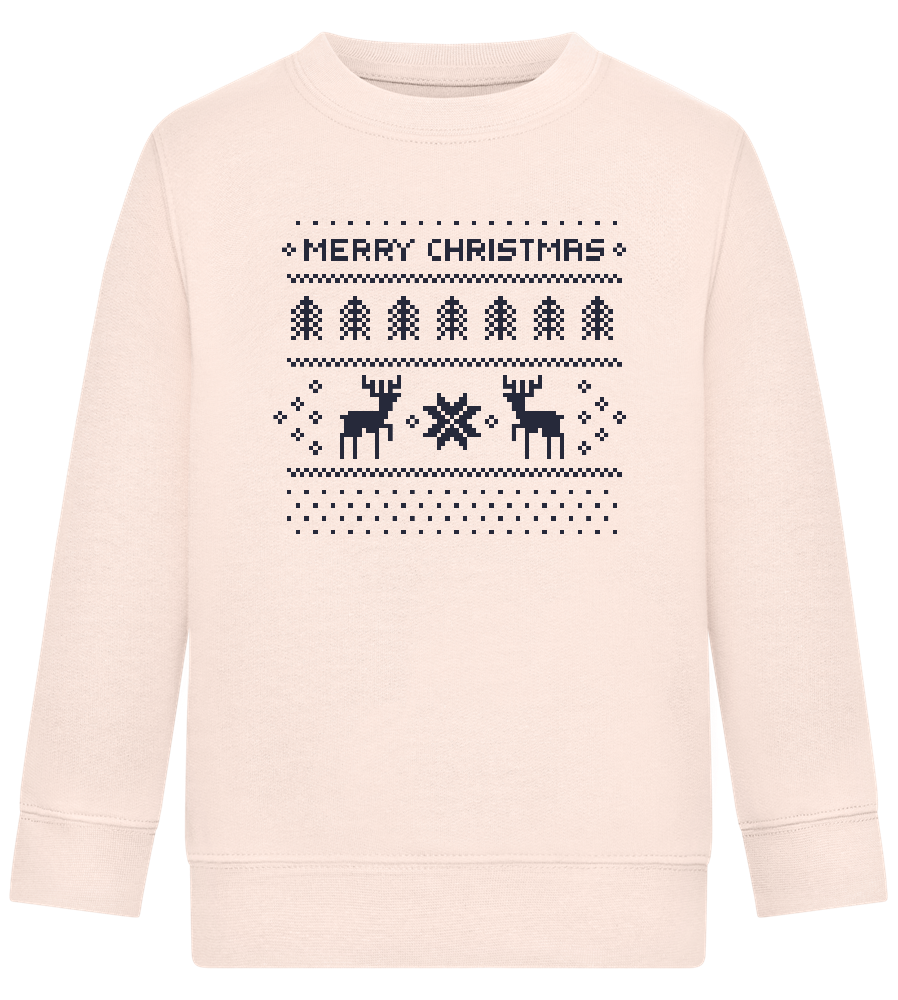 8-Bit Christmas Design - Comfort Kids Sweater_LIGHT PEACH ROSE_front