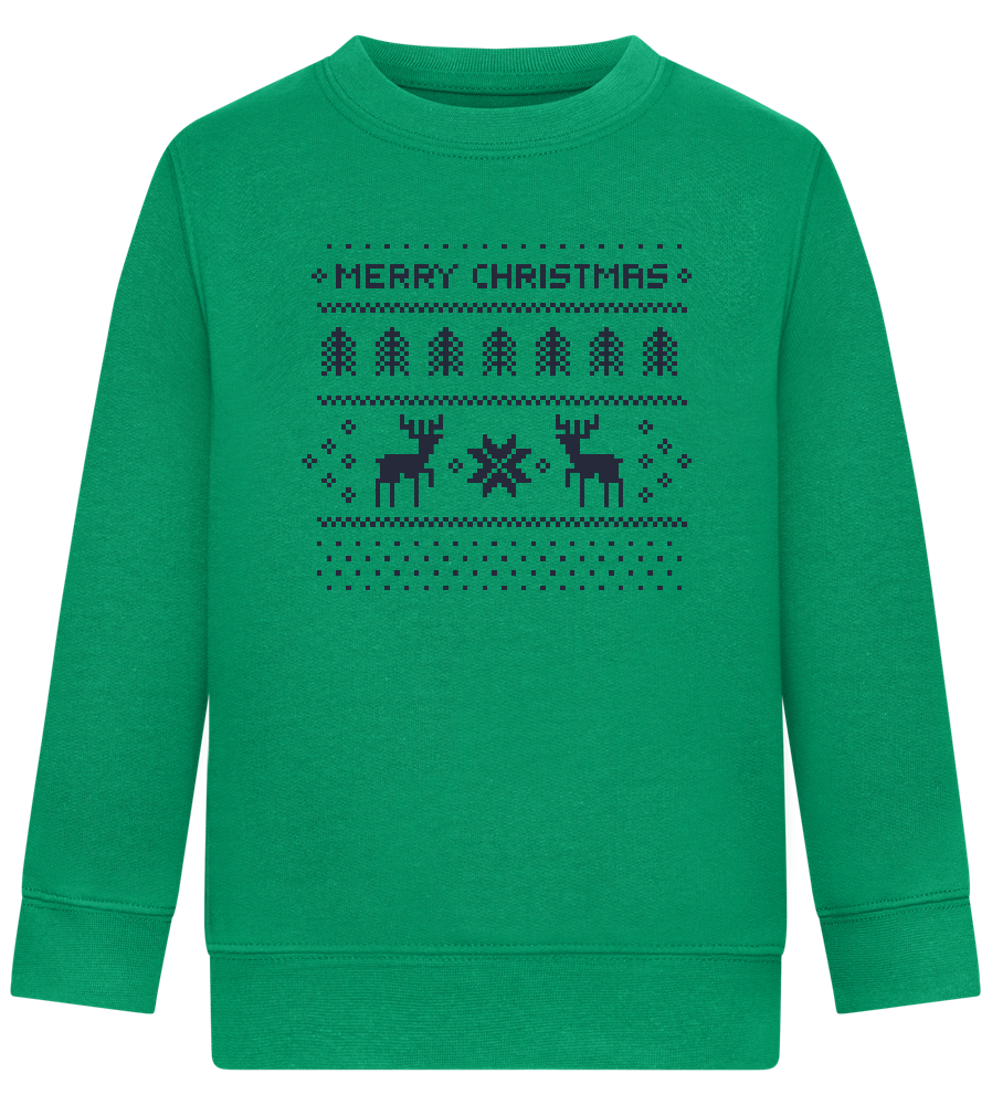 8-Bit Christmas Design - Comfort Kids Sweater_MEADOW GREEN_front