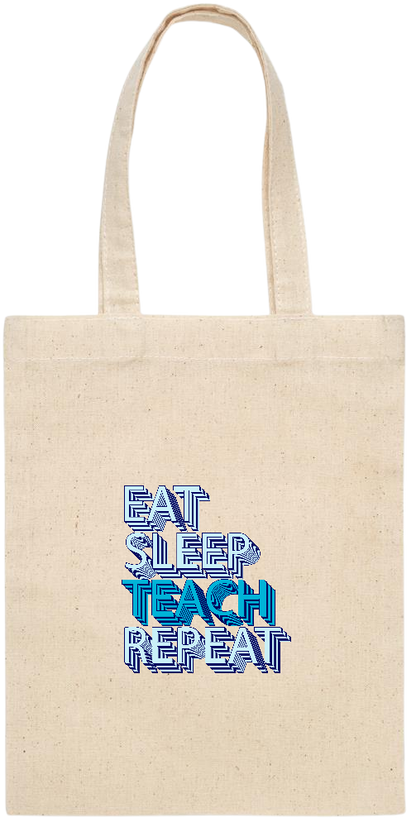 Eat Sleep Teach Repeat Design - Essential small colored handle gift bag_BEIGE_front