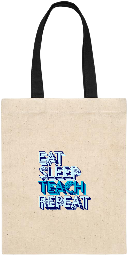 Eat Sleep Teach Repeat Design - Essential small colored handle gift bag_BLACK_front