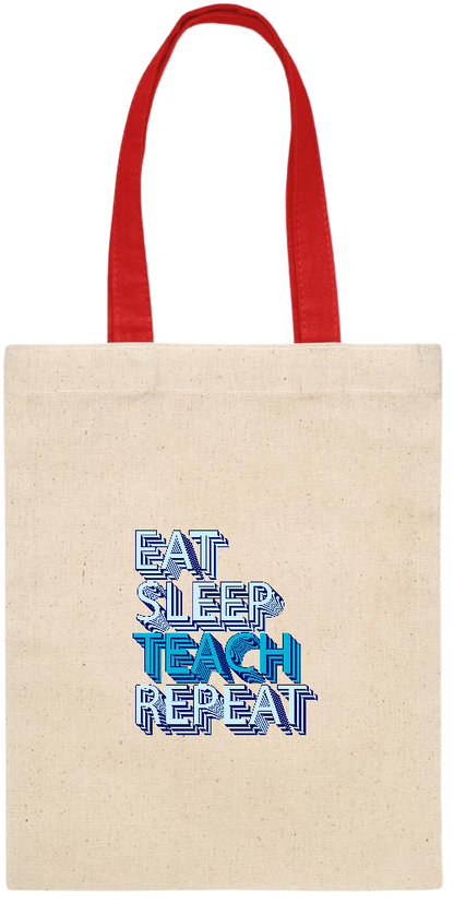 Eat Sleep Teach Repeat Design - Essential small colored handle gift bag_RED_front