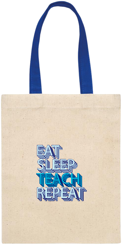 Eat Sleep Teach Repeat Design - Essential small colored handle gift bag_ROYAL BLUE_front