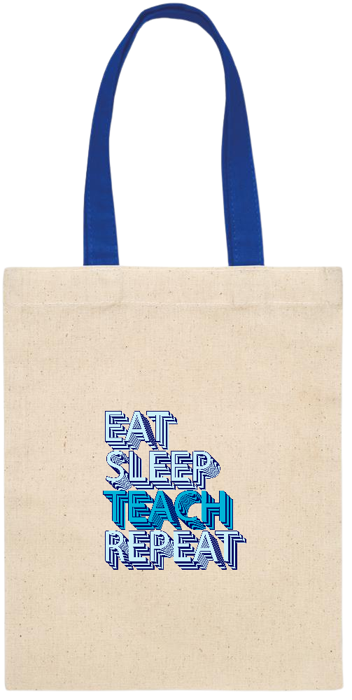 Eat Sleep Teach Repeat Design - Essential small colored handle gift bag_ROYAL BLUE_front