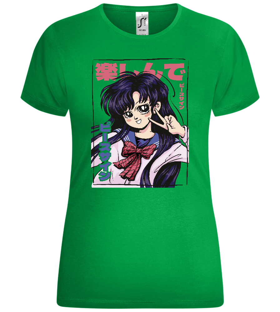 Joyful Sailor Maiden Design - Comfort women's t-shirt_MEADOW GREEN_front