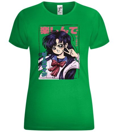 Joyful Sailor Maiden Design - Comfort women's t-shirt_MEADOW GREEN_front