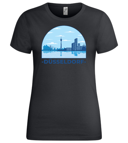 Düsseldorf River View Design - Premium women's t-shirt_DARK GRAY_front