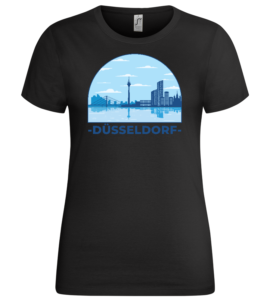 Düsseldorf River View Design - Premium women's t-shirt_DEEP BLACK_front