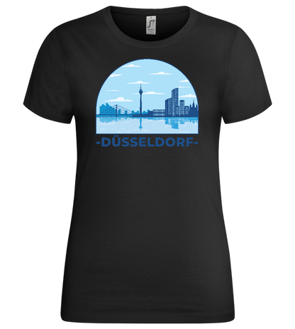 Düsseldorf River View Design - Premium women's t-shirt_DEEP BLACK_front