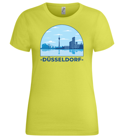 Düsseldorf River View Design - Premium women's t-shirt_GREEN APPLE_front