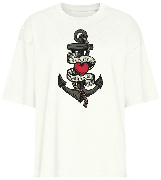 He's My Anchor Design - Premium women's oversized t-shirt_OFF-WHITE_front