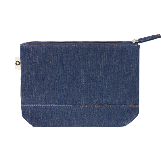 Recycled Denim Cosmetic Pouch_BLUE_front