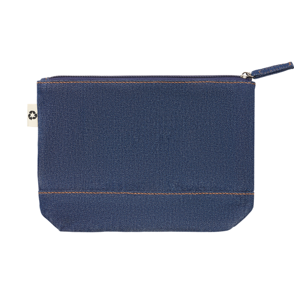 Recycled Denim Cosmetic Pouch_BLUE_front