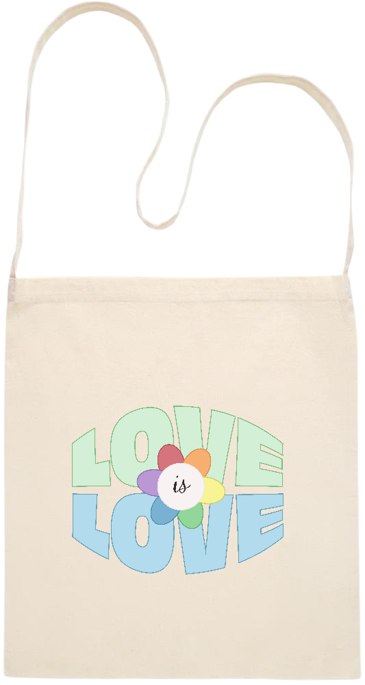 Love is Love Flower Design - Essential cross shoulder cotton tote bag_BEIGE_front