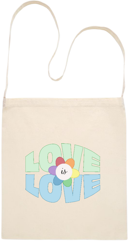 Love is Love Flower Design - Essential cross shoulder cotton tote bag_BEIGE_front