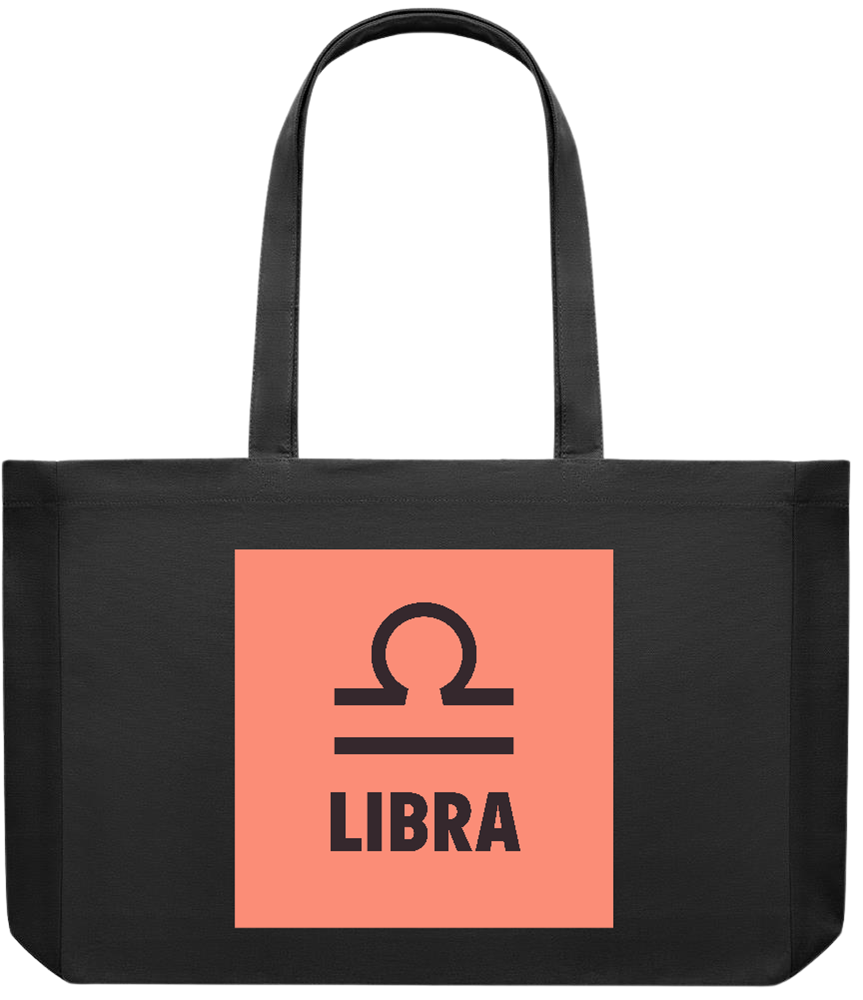 Zodiac Libra Design - Premium large recycled shopping tote bag_BLACK_front