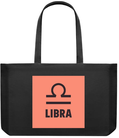 Zodiac Libra Design - Premium large recycled shopping tote bag_BLACK_front