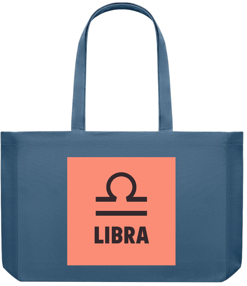 Zodiac Libra Design - Premium large recycled shopping tote bag_BLUE_front