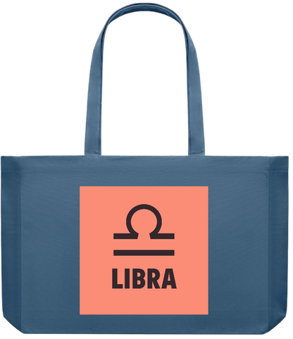 Zodiac Libra Design - Premium large recycled shopping tote bag_BLUE_front