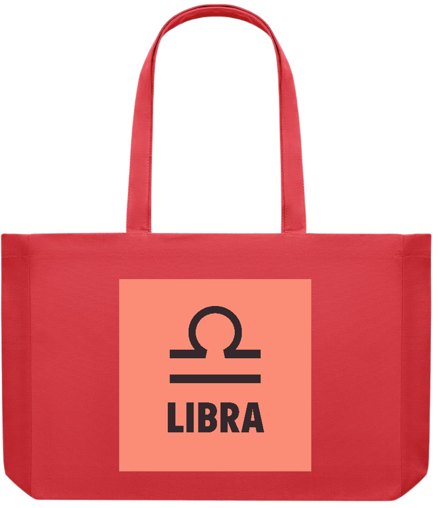 Zodiac Libra Design - Premium large recycled shopping tote bag_RED_front