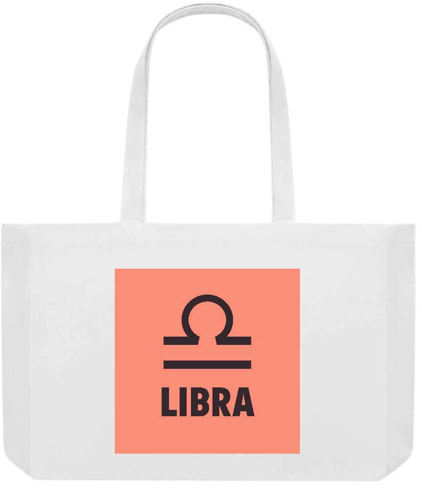 Zodiac Libra Design - Premium large recycled shopping tote bag_WHITE_front