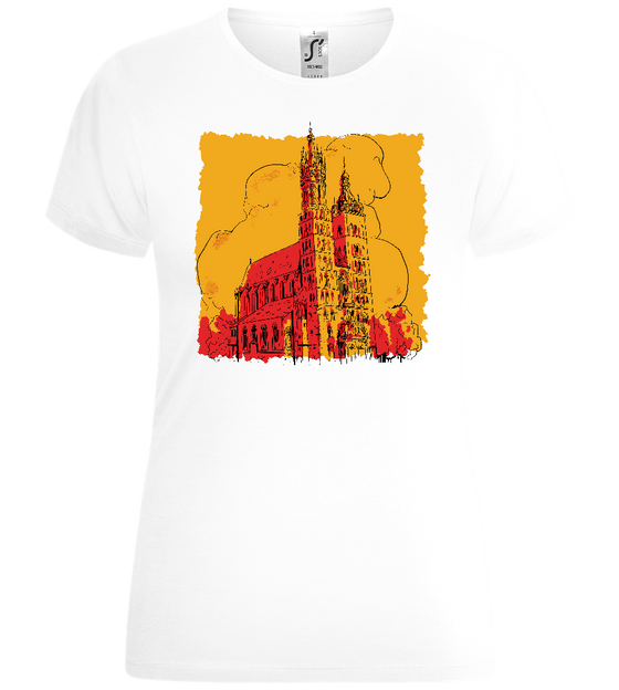 Gothic Church of Kraków Design - Comfort women's t-shirt_WHITE_front