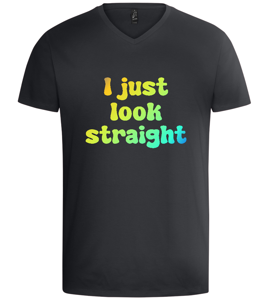 I Just Look Straight Design - Basic men's v-neck t-shirt_DARK GRAY_front