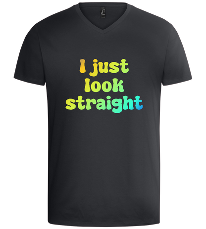 I Just Look Straight Design - Basic men's v-neck t-shirt_DARK GRAY_front