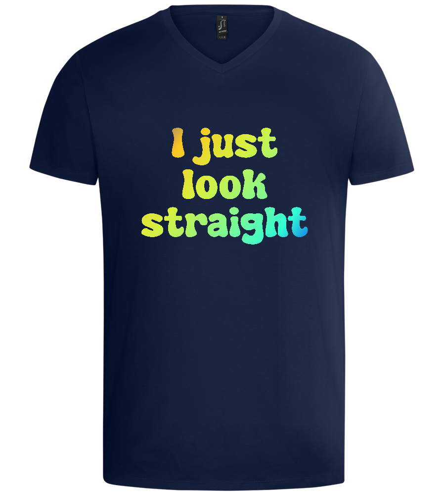 I Just Look Straight Design - Basic men's v-neck t-shirt_MARINE_front