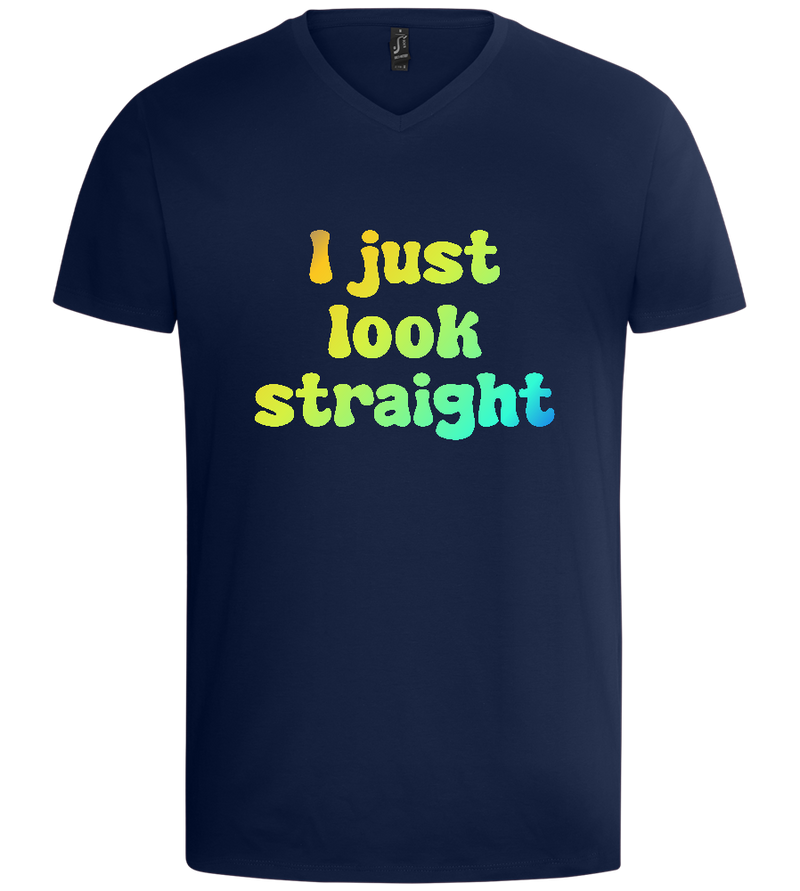 I Just Look Straight Design - Basic men's v-neck t-shirt_MARINE_front