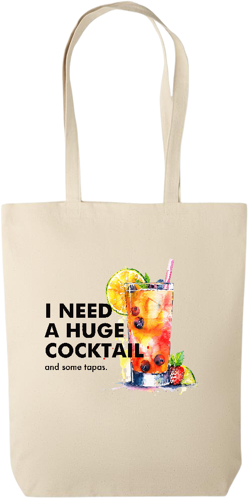 A Huge Cocktail Design - Premium canvas cotton tote bag_BEIGE_front