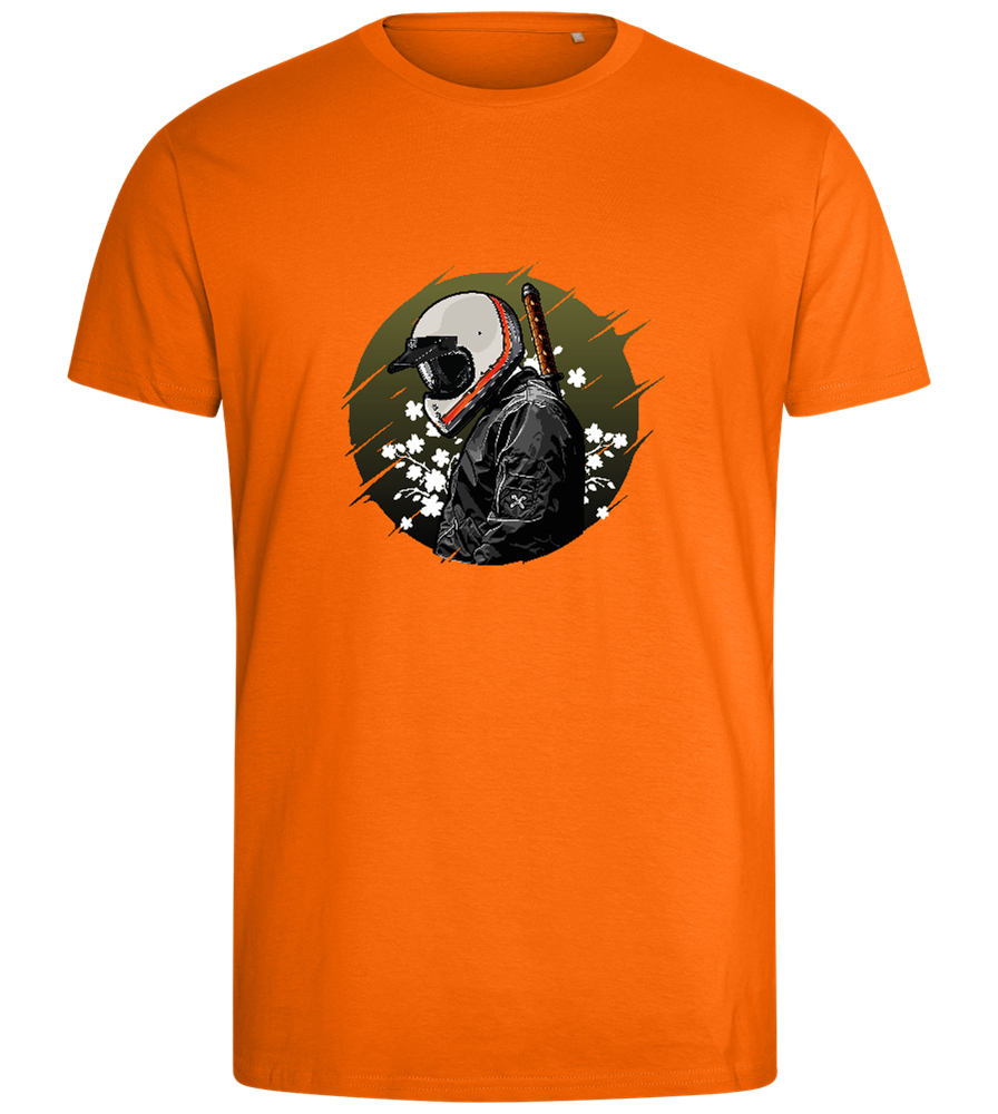 Samurai Bike Design - Comfort men's fitted t-shirt_ORANGE_front