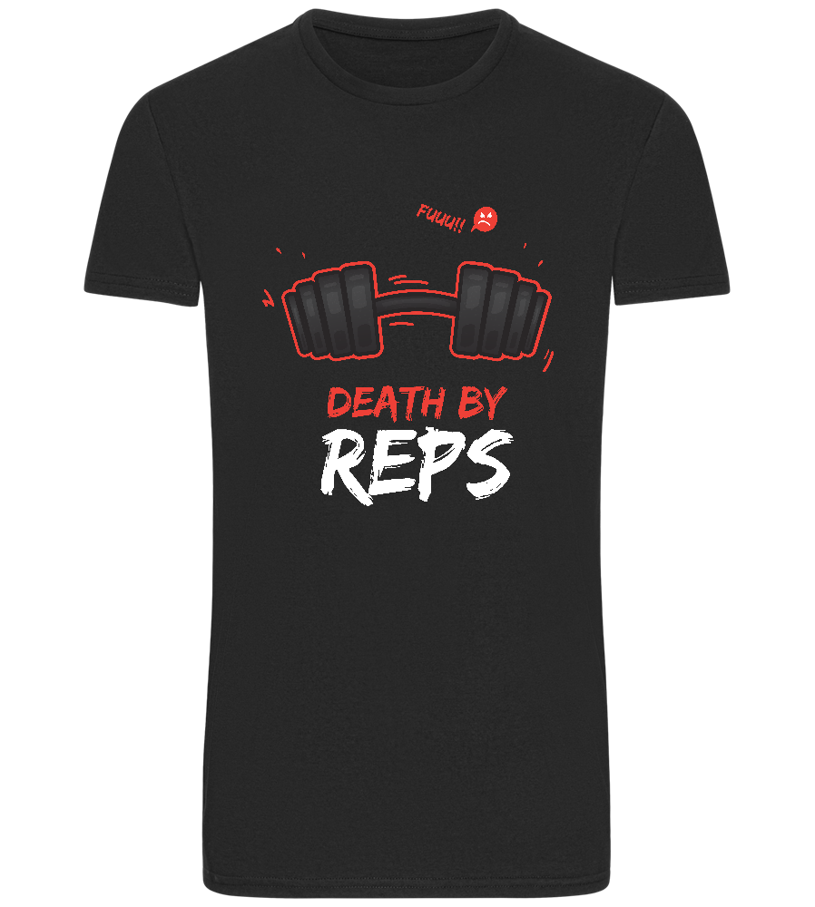 Death By Reps Barbell Design - Basic Unisex T-Shirt_DEEP BLACK_front