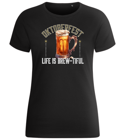 Life is Brew-tiful Design - Basic women's fitted t-shirt_DEEP BLACK_front