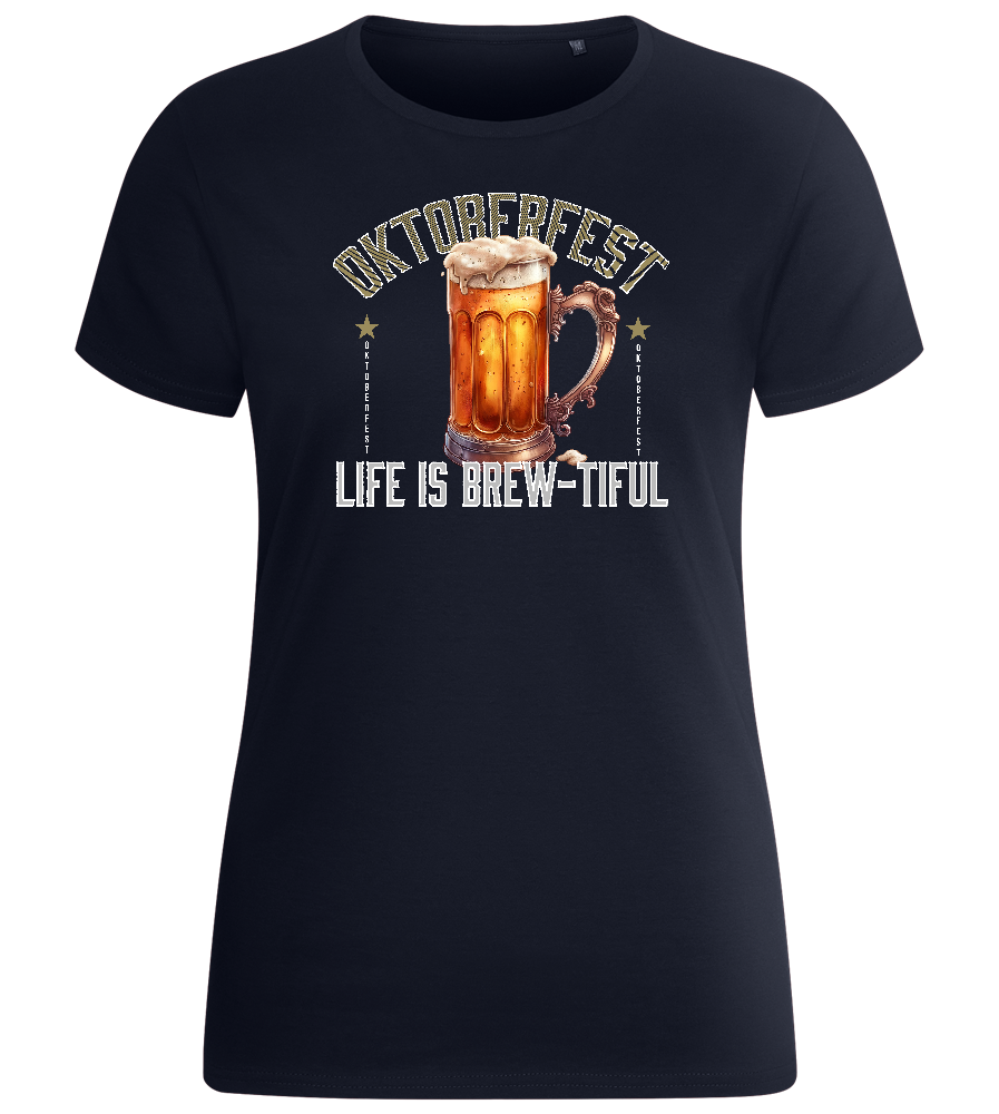 Life is Brew-tiful Design - Basic women's fitted t-shirt_FRENCH NAVY_front