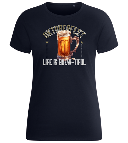 Life is Brew-tiful Design - Basic women's fitted t-shirt_FRENCH NAVY_front