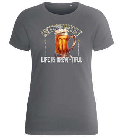 Life is Brew-tiful Design - Basic women's fitted t-shirt_MOUSE GREY_front