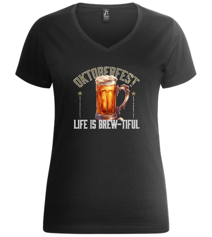 Life is Brew-tiful Design - Premium women's v-neck t-shirt_DEEP BLACK_front