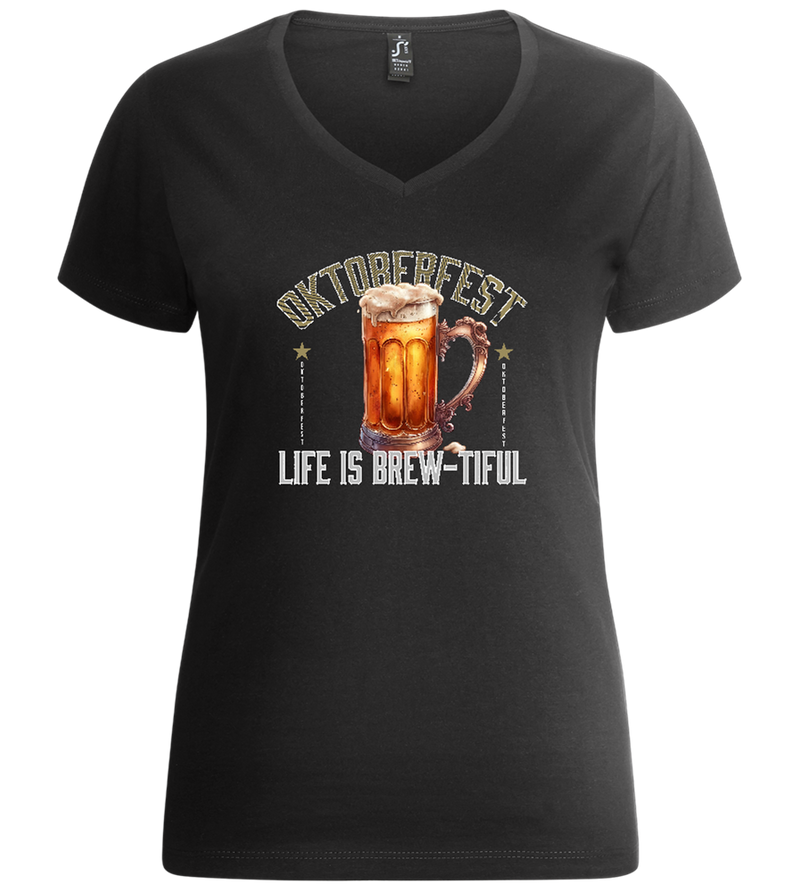 Life is Brew-tiful Design - Premium women's v-neck t-shirt_DEEP BLACK_front