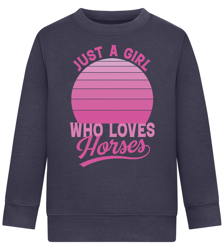 Just a Girl Who Loves Horses Design - Comfort Kids Sweater_FRENCH NAVY_front