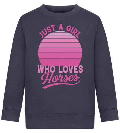 Just a Girl Who Loves Horses Design - Comfort Kids Sweater_FRENCH NAVY_front