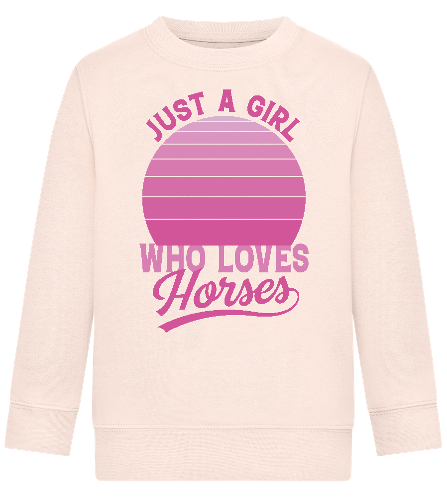 Just a Girl Who Loves Horses Design - Comfort Kids Sweater_LIGHT PEACH ROSE_front