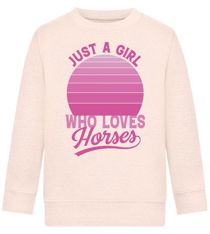 Just a Girl Who Loves Horses Design - Comfort Kids Sweater_LIGHT PEACH ROSE_front