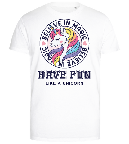 Believe in Magic Unicorn Design - Premium men's close fitting t-shirt_WHITE_front