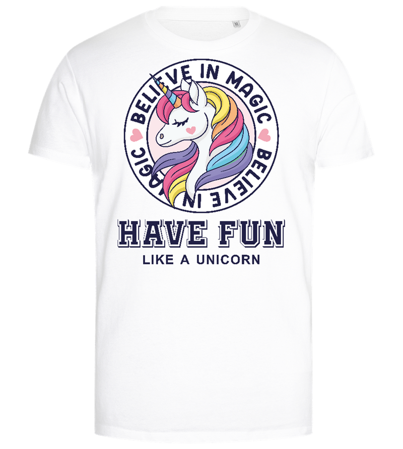 Believe in Magic Unicorn Design - Premium men's close fitting t-shirt_WHITE_front