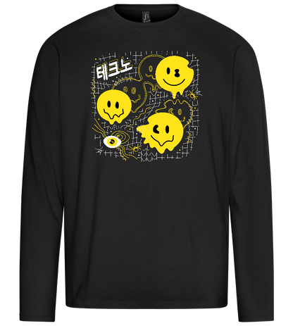 Distorted Smileys Design - Premium men's long sleeve t-shirt_DEEP BLACK_front