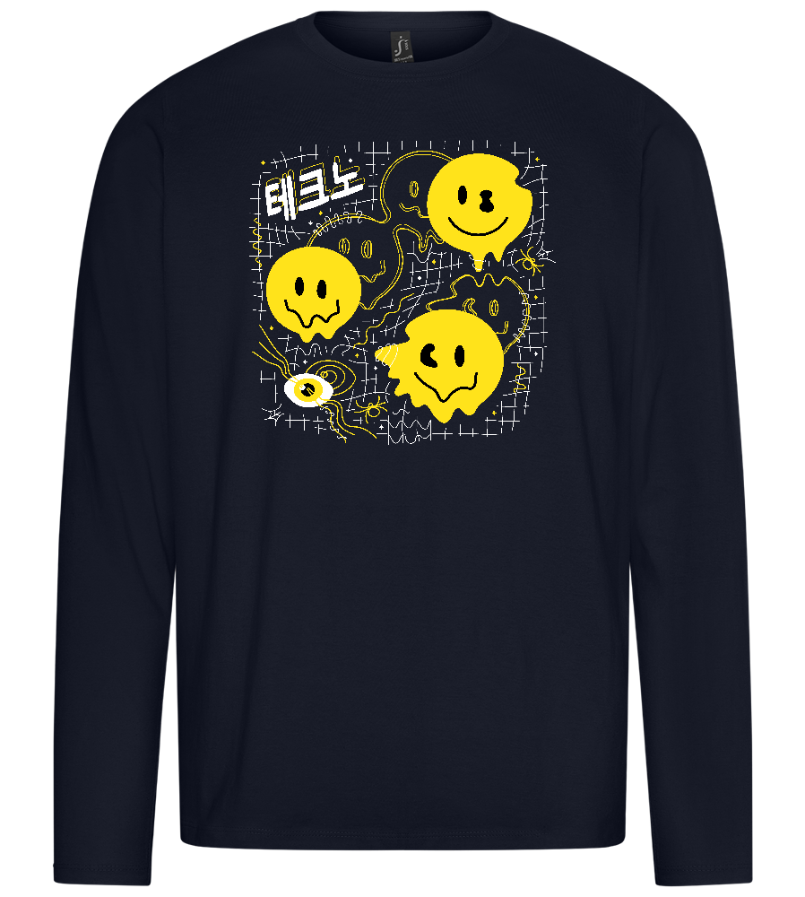 Distorted Smileys Design - Premium men's long sleeve t-shirt_FRENCH NAVY_front