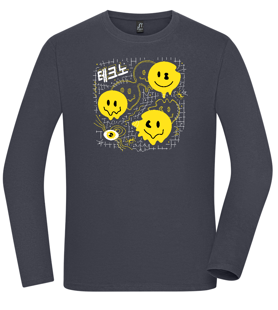 Distorted Smileys Design - Premium men's long sleeve t-shirt_MOUSE GREY_front