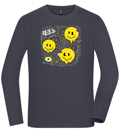 Distorted Smileys Design - Premium men's long sleeve t-shirt_MOUSE GREY_front