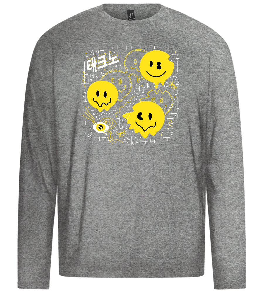 Distorted Smileys Design - Premium men's long sleeve t-shirt_ORION GREY_front